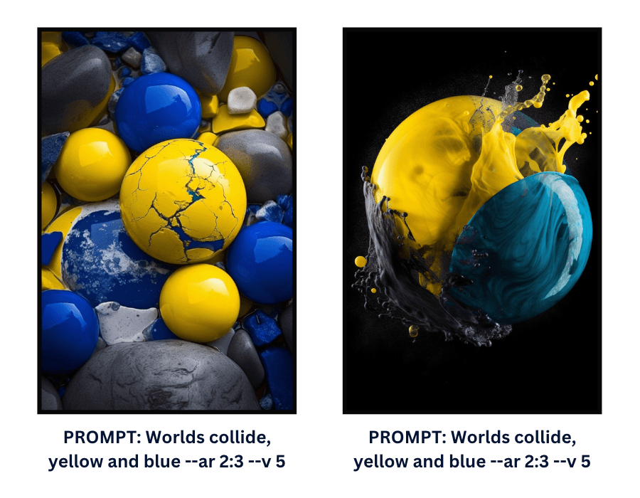 Worlds collide, yellow and blue --ar 2:3 --v 5 Worlds collide, yellow and blue --ar 2:3 --v 5 